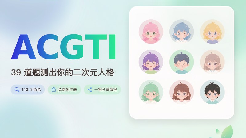 测测你是哪个二次元角色：113 个角色原型的 MBTI 二次元人格测试 图标