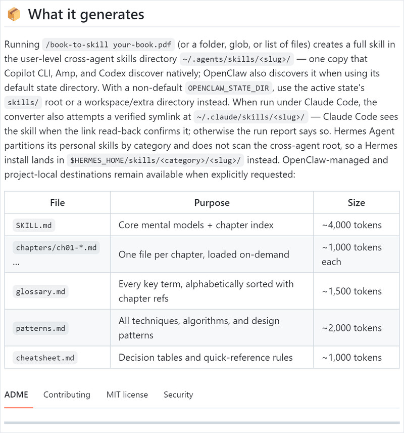 GitHub 3万+ Star！开源项目能把一本书直接变成 AI Skill，轻松打造个人知识技能库，book-to-skill 截图 2