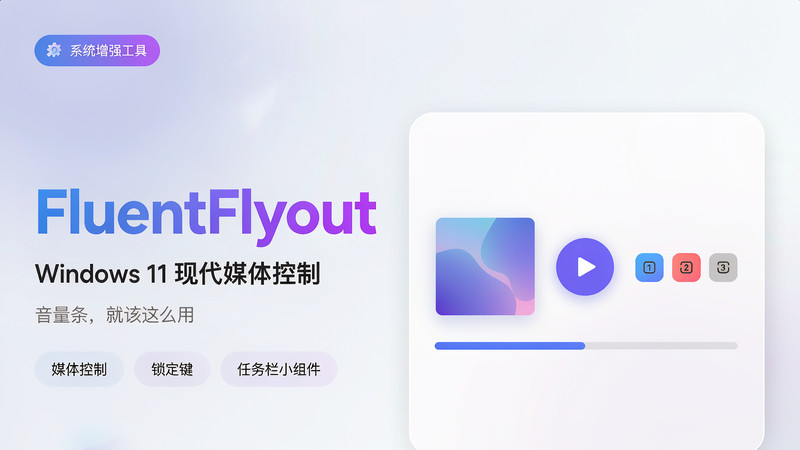 FluentFlyout：Windows 11 音量条不好用？这款开源神器把媒体控制做成了 Fluent 风 图标