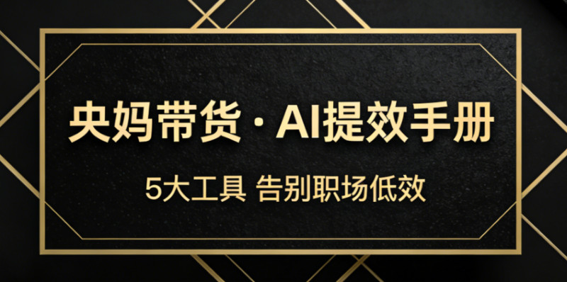 央妈频道亲自下场卖的AI内容产品：《AI提效手册，5合1实操手册附赠丰富操作视频》，最近非常火 图标