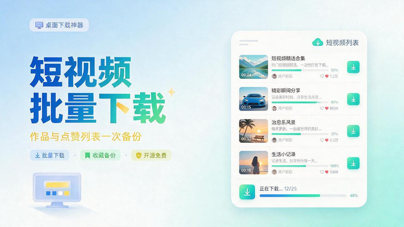 超级好用！D音视频下载神器，支持批量下载用户作品收藏列表和点赞列表，开源免费 Better-douyin-R