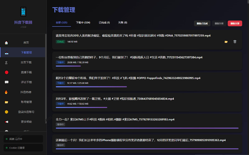 最新某音/TikTok一键下载器，主页视频批量下载、直播、视频、图集解析，一键批量下载 抖音下载器 截图 7