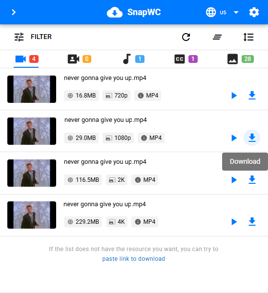 支持10000+网站！在线免费下载视频、音频和图片，youtube油管、B站、抖音等，含拓展工具 SnapWC 截图 4