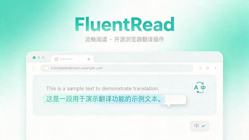 免费开源浏览器翻译插件！原文译文逐段对照，支持划词翻译、AI 讲解与文档字幕翻译 FluentRead 流畅阅读 图标