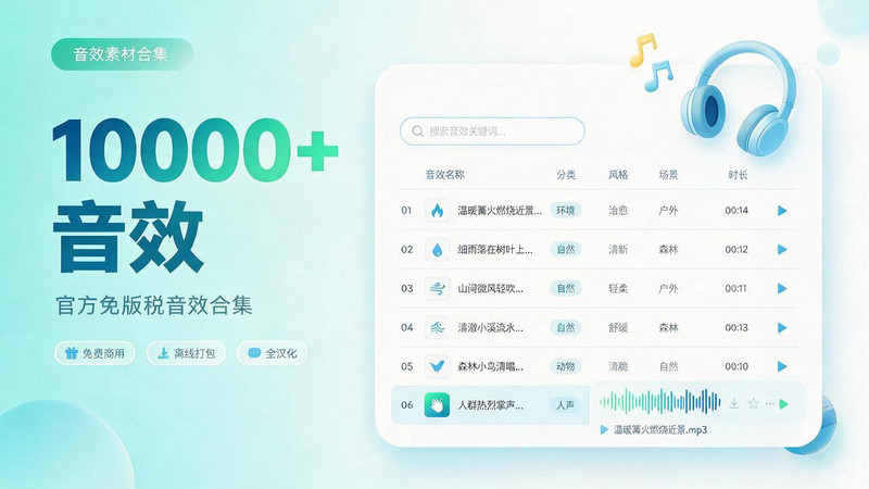 请称爆硬盘！Adobe 和 达芬奇 官方提供的高品质免版税音效库， 10000+ 免费商用音效合集，已离线打包 图标